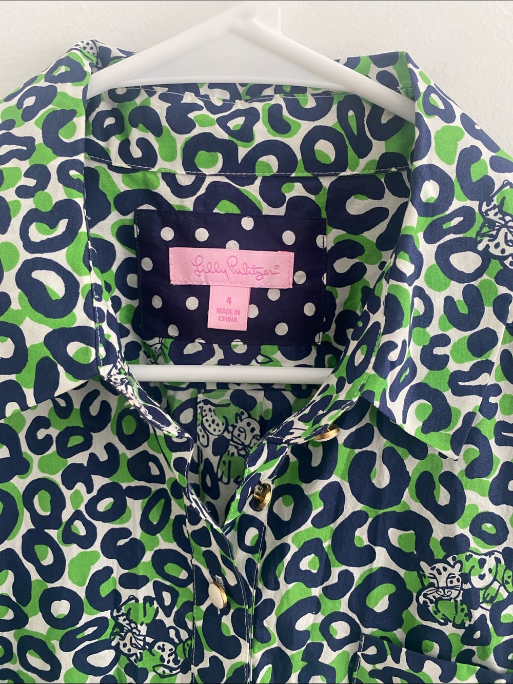 Lilly Pulitzer Thrill of the Chase Green Leopard L/S Blue Green Dress 4